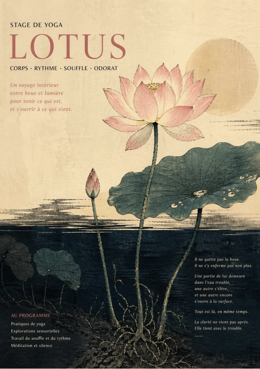 Affiche du stage de yoga Lotus